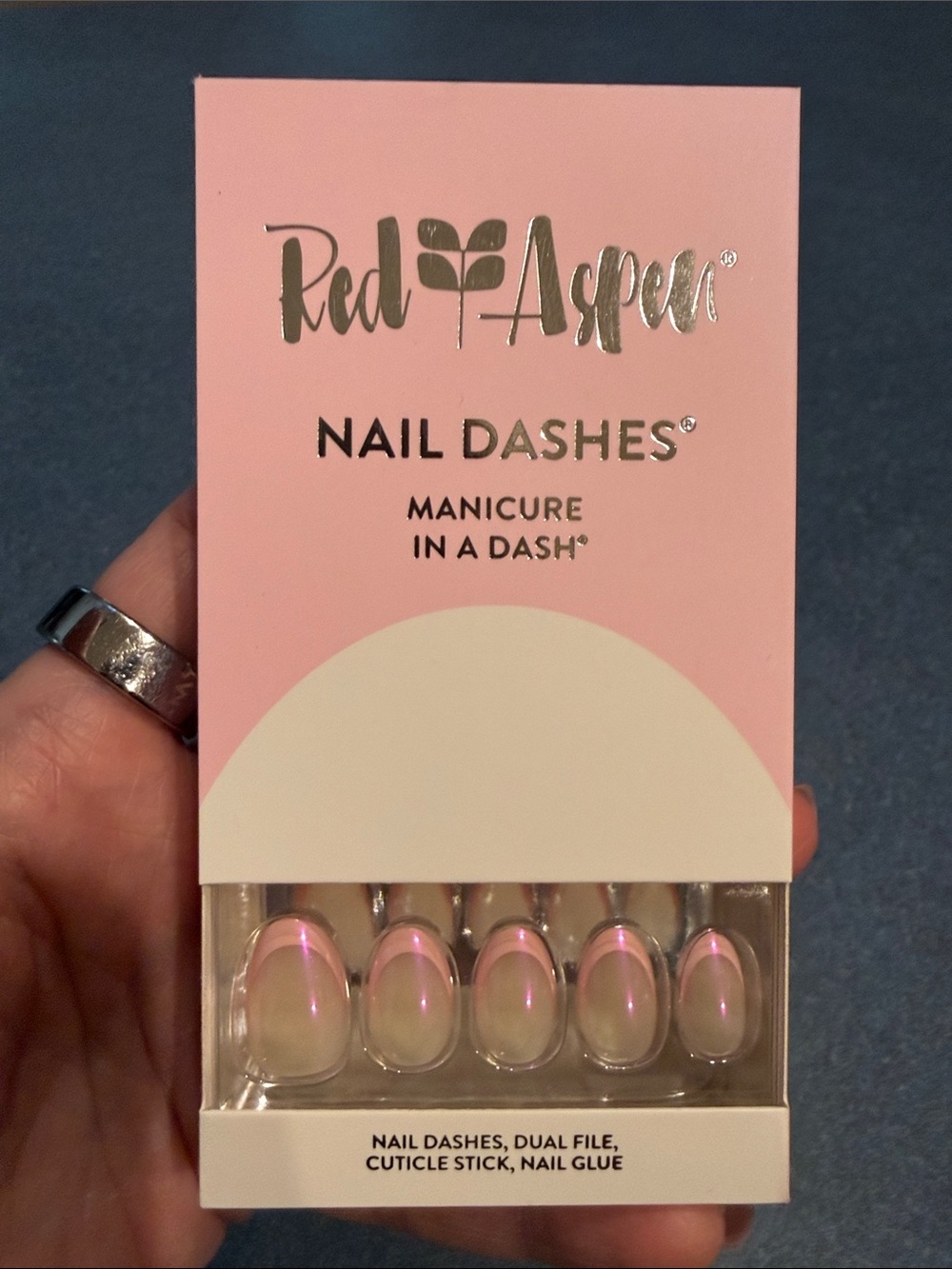 Red Aspen Pink Tipped Nail Dashes Press-On Set